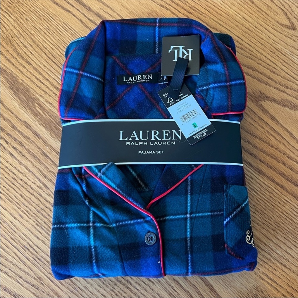 Lauren Ralph Lauren Blue Plaid Pajama Set